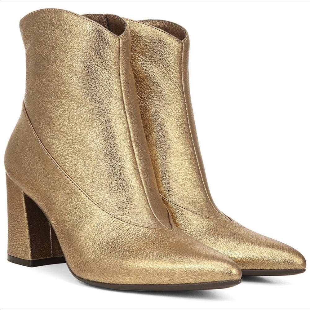 Naturalizer Leather Hart Metallic Gold Heeled Boots